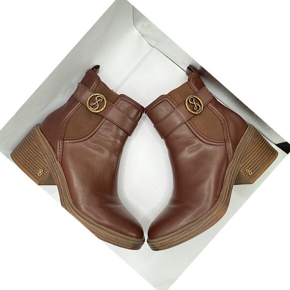 Sam & Libby Natalia Ankle Boots – Chestnut Brown Vegan Leather - Size 10M - Picture 4 of 14